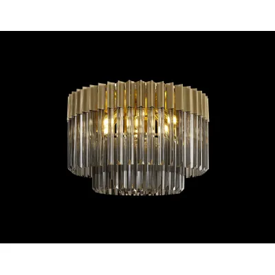 Brass Smoke Sculpted Glass 60cm Pendant 7 E14 Lamp Holders