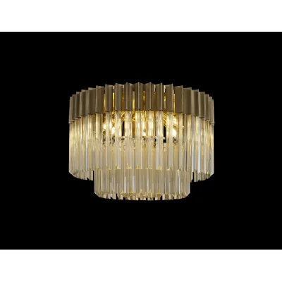 Aldershot 60cm Ceiling Round 7 Light E14, Brass Cognac Sculpted Glass, Item Weight: 15.3kg