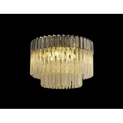 Aldershot 60cm Ceiling Round 7 Light E14, Polished Nickel Cognac Sculpted Glass,Item Weight: 15.3kg