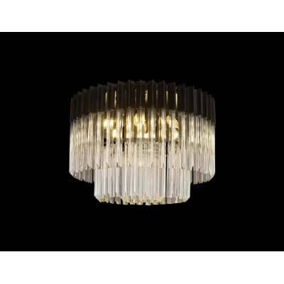 Aldershot 60cm Ceiling Round 7 Light E14, Matt Black Clear Sculpted Glass, Item Weight: 15.3kg