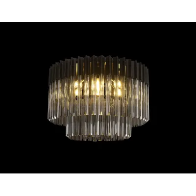 Aldershot 60cm Ceiling Round 7 Light E14, Matt Black Smoke Sculpted Glass, Item Weight: 15.3kg