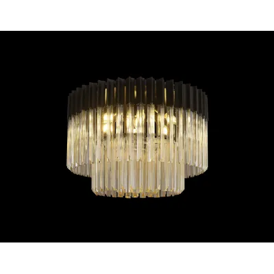 Aldershot 60cm Ceiling Round 7 Light E14, Matt Black Cognac Sculpted Glass, Item Weight: 15.3kg