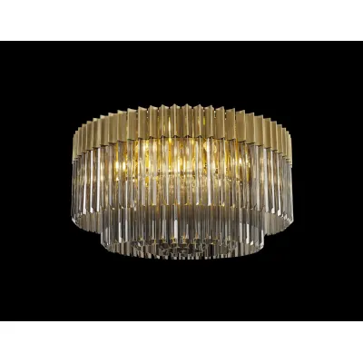 Aldershot 80cm Ceiling Round 12 Light E14, Brass Smoke Sculpted Glass, Item Weight: 28.4kg