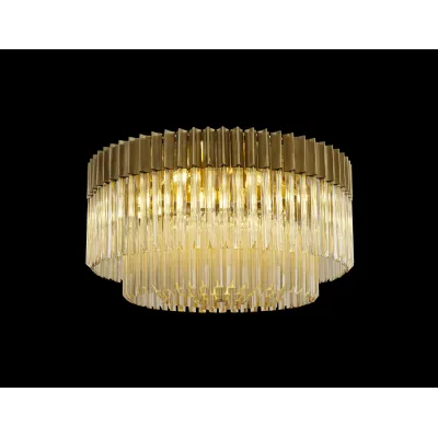 Aldershot 80cm Ceiling Round 12 Light E14, Brass Cognac Sculpted Glass, Item Weight: 28.4kg