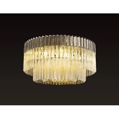 Aldershot 80cm Ceiling Round 12 Light E14, Polished Nickel Cognac Sculpted Glass, Item Weight: 28.7kg