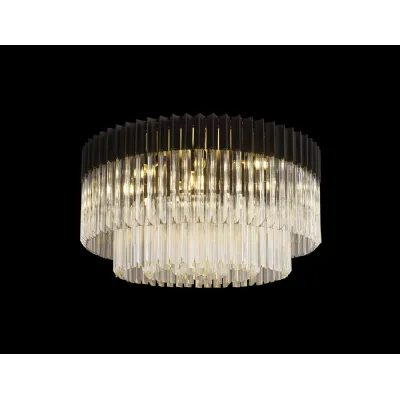 Aldershot 80cm Ceiling Round 12 Light E14, Matt Black Clear Sculpted Glass, Item Weight: 28.4kg