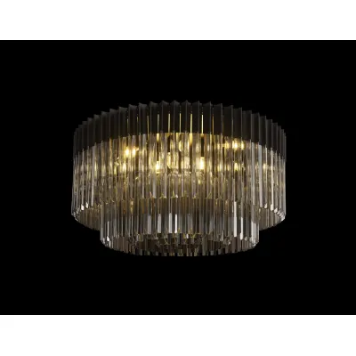 Aldershot 80cm Ceiling Round 12 Light E14, Matt Black Smoke Sculpted Glass, Item Weight: 28.4kg