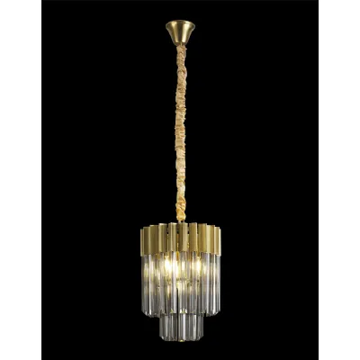 Brass Smoke 30cm 4 Light E14 Round Sculpted Glass Pendant