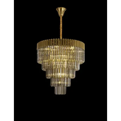 Modern Brass and Smoked 5 Tier Pendant 19 E14 Light