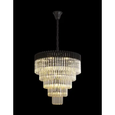 Matt Black and Cognac 5 Tier Pendant 19 E14 Light