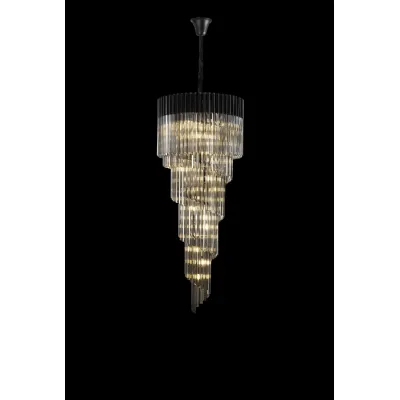 Aldershot 70cm Pendant Round 5 Layer Spiral 23 Light E14, Matt Black Smoke Sculpted Glass, Item Weight: 57kg