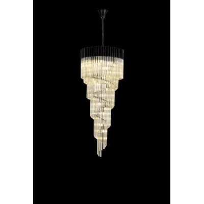 Aldershot 70cm Pendant Round 5 Layer Spiral 23 Light E14, Matt Black Cognac Sculpted Glass, Item Weight: 57kg