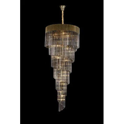 Brass and Smoked 7 Layer Spiral Pendant 31 E14 Light