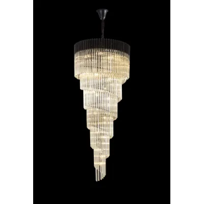 Aldershot 90cm Pendant Round 7 Layer Spiral 31 Light E14, Matt Black Cognac Sculpted Glass, Item Weight: 93kg