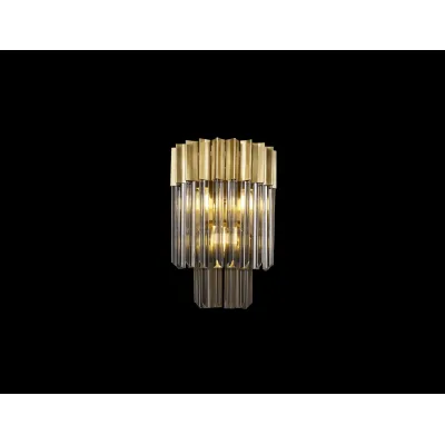 Aldershot 27.5 x H41cm Wall 3 Light E14, Brass Smoke Sculpted Glass