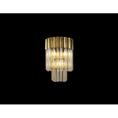 Aldershot 27.5 x H41cm Wall 3 Light E14, Brass Cognac Sculpted Glass
