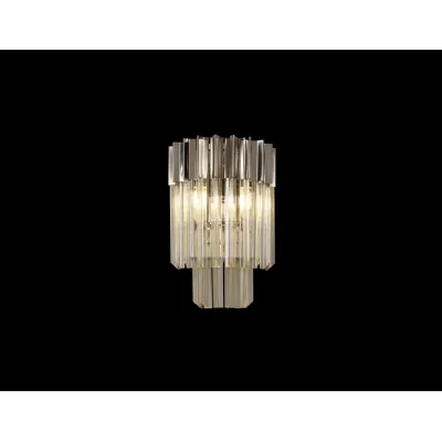 Aldershot 27.5 x H41cm Wall 3 Light E14, Polished Nickel Cognac Sculpted Glass