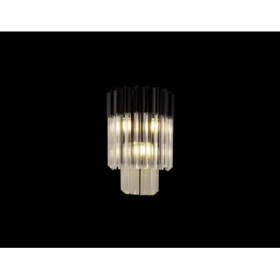Aldershot 27.5 x H41cm Wall 3 Light E14, Matt Black Clear Sculpted Glass