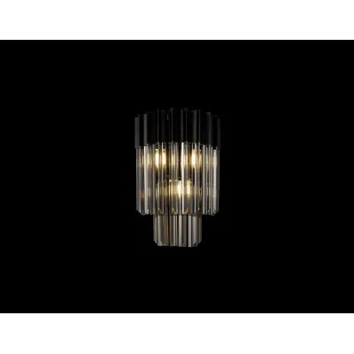 Aldershot 27.5 x H41cm Wall 3 Light E14, Matt Black Smoke Sculpted Glass