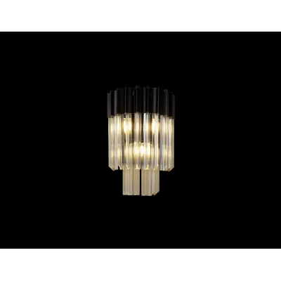 Aldershot 27.5 x H41cm Wall 3 Light E14, Matt Black Cognac Sculpted Glass