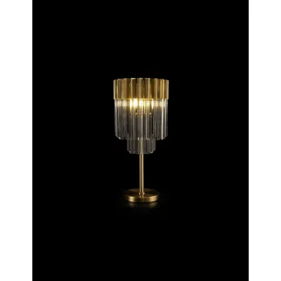 Aldershot 30 x H65cm Table Lamp 3 Light E14, Brass Smoke Sculpted Glass