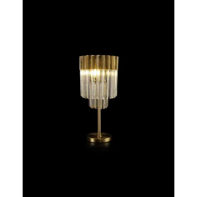 Aldershot 30 x H65cm Table Lamp 3 Light E14, Brass Cognac Sculpted Glass