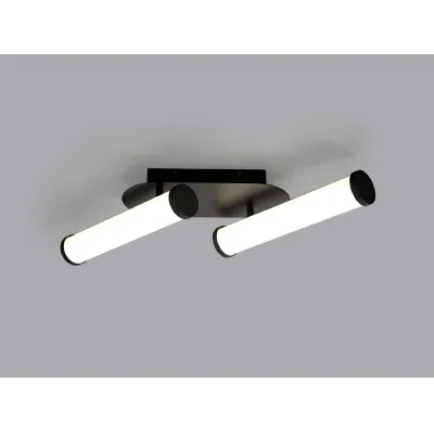 Abbey Ceiling Lamp, 2 x 9W LED, 4000K, 1153lm, IP44, Sand Black, 3yrs Warranty