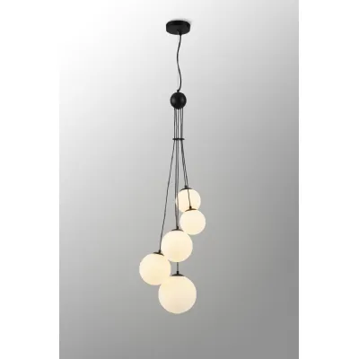 Tenterden Pendant, 5 x G9, Satin Black, Opal Glass