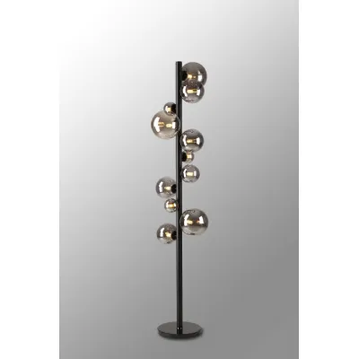 Tenterden Floor Lamp, 11 x G9, Satin Black, Smoke Plated Glass