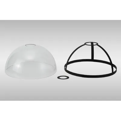 Sandy Round 30cm Matt Black Clear Glass Shade (E), With Metal Trim