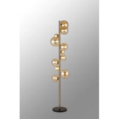 Tenterden Floor Lamp, 11 x G9, Satin Nickel, Amber Plated Glass