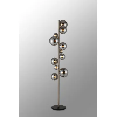 Tenterden Floor Lamp, 11 x G9, Satin Nickel, Chrome Plated Glass