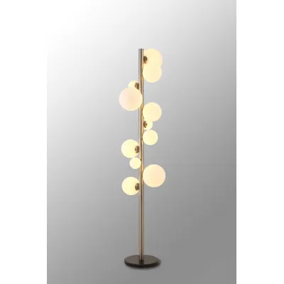 Tenterden Floor Lamp, 11 x G9, Satin Nickel, Opal Glass