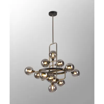 Leyton Fixed Pendant, 12 Light G9, Graphite Satin Nickel Smoke Glass