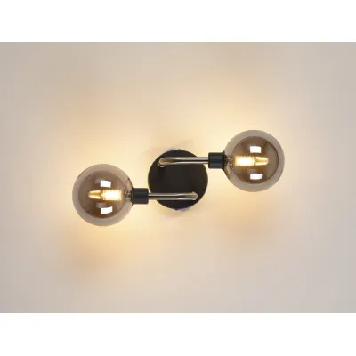 Leyton Wall Lamp, 2 Light G9, Graphite Satin Nickel Smoke Glass