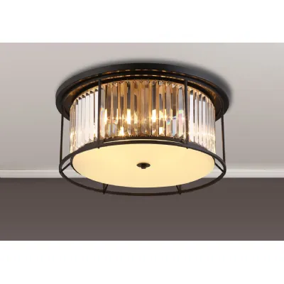 Erith Ceiling, 6 x E27, Satin Black Clear