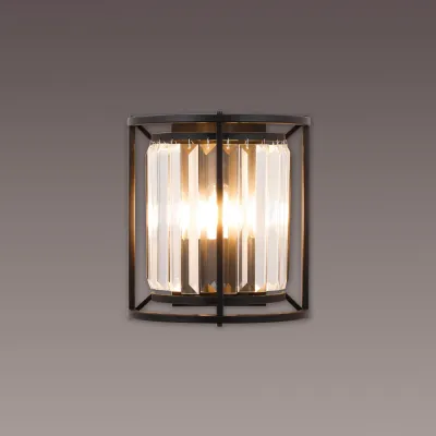 Erith Wall Lamp, 2 x E14, Satin Black Clear