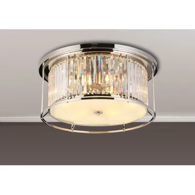 Erith Ceiling, 6 x E27, Polished Nickel Clear