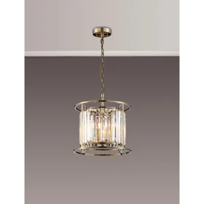 Erith Pendant Semi Ceiling Convertible, 3 x E14, Antique Brass Clear