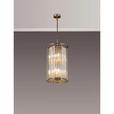 Erith 2 Tier Pendant, 3+3 x E14, Antique Brass Clear