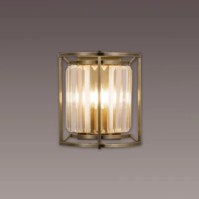 Erith Wall Lamp, 2 x E14, Antique Brass Clear