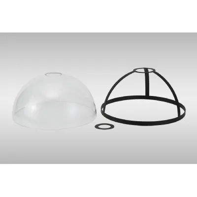 Sandy Round 30cm Graphite Clear Glass Shade (E), With Metal Trim