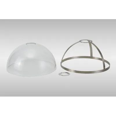 Sandy Round 30cm Satin Nickel Clear Glass Shade (E), With Metal Trim