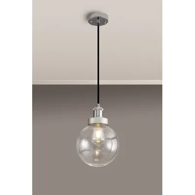 Worthing 20cm Pendant 1 Light E27 IP65 Exterior Titanium Silver Polished Chrome