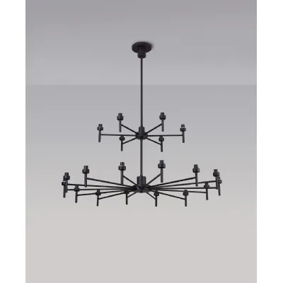 Abingdon Satin Black 20 Light G9 Universal 2 Tier Light, Suitable For A Vast Selection Of Glass Shades