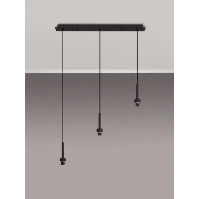 Abingdon Satin Black 3 Light G9 Universal 2m Linear Pendant, Suitable For A Vast Selection Of Glass Shades