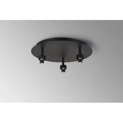 Abingdon Satin Black Round 3 Light G9 Universal 35cm Flush Light, Suitable For A Vast Selection Of Glass Shades
