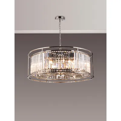 Erith Pendant, 10 x E14, Polished Nickel Clear