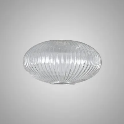 Epsom 30cm Oval Sphere Ribbed Glass (G), Clear