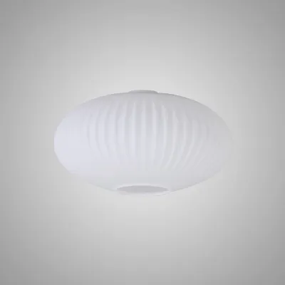 Epsom 30cm Oval Sphere Ribbed Glass (G), Opal